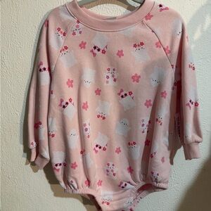 Old Navy Pink Baby Onesie with Ghost and Flower Design